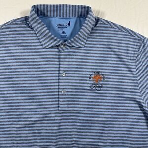 Johnnie O Performance Polo Shirt Mens XL Blue Stripes Kiawah Island Ocean Course